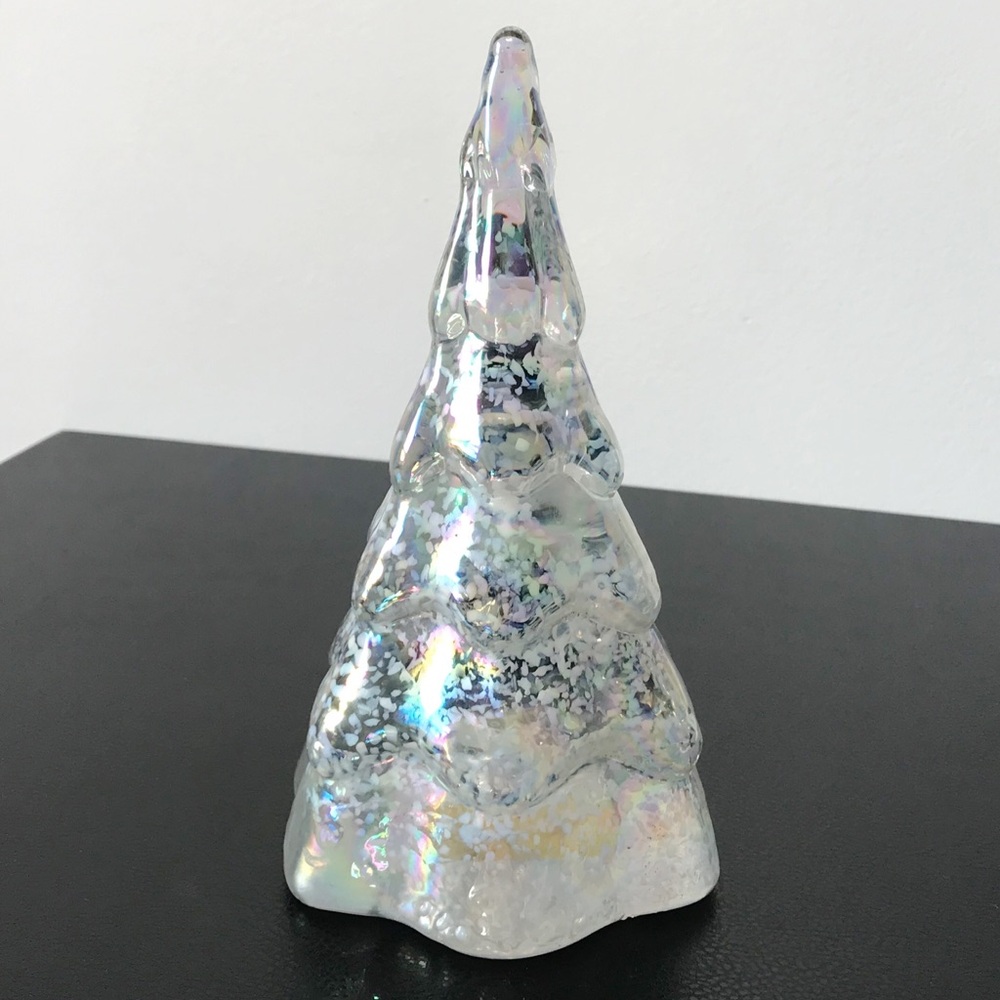 Vintage 7.5 Balos Hand Blown Art Glass AB Aura Iridescence Snow Christmas Tree - Picture 6 of 12